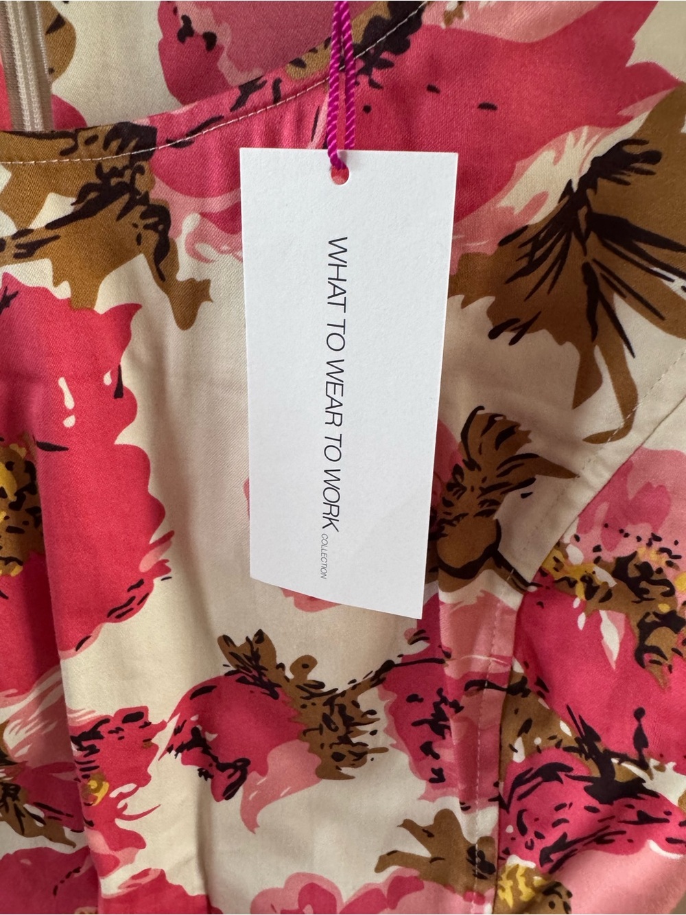 Newport News Sleeveless Floral Sheath Dress in Pink and Cream Size 14W NWT. - Picture 4 of 5